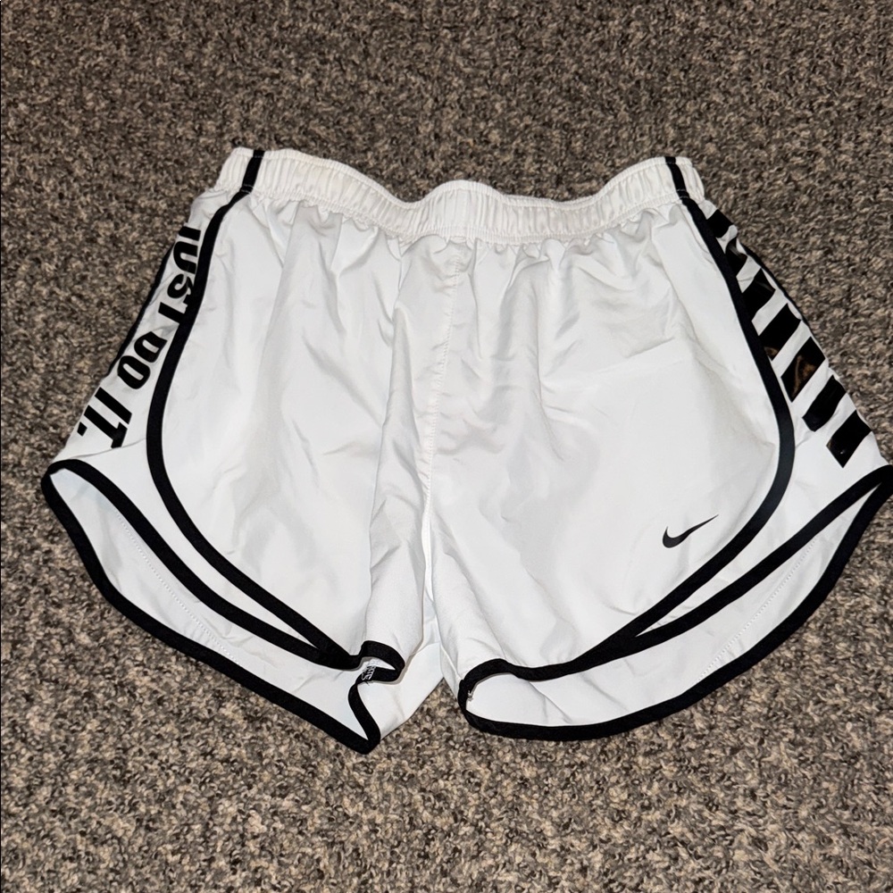 Nike Women's White and Black Athletic Shorts